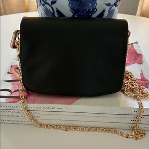 Topshop Black Crossbody Bag with Gold Chain